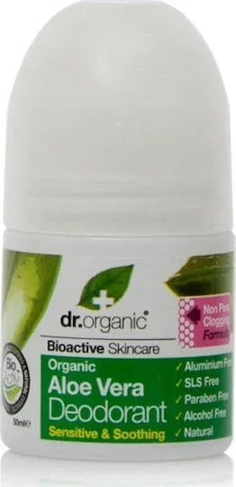 Dr.Organic Aloe Vera Aloe Vera Deodorant Natural sub formă de Roll-On Fără aluminiu 50ml