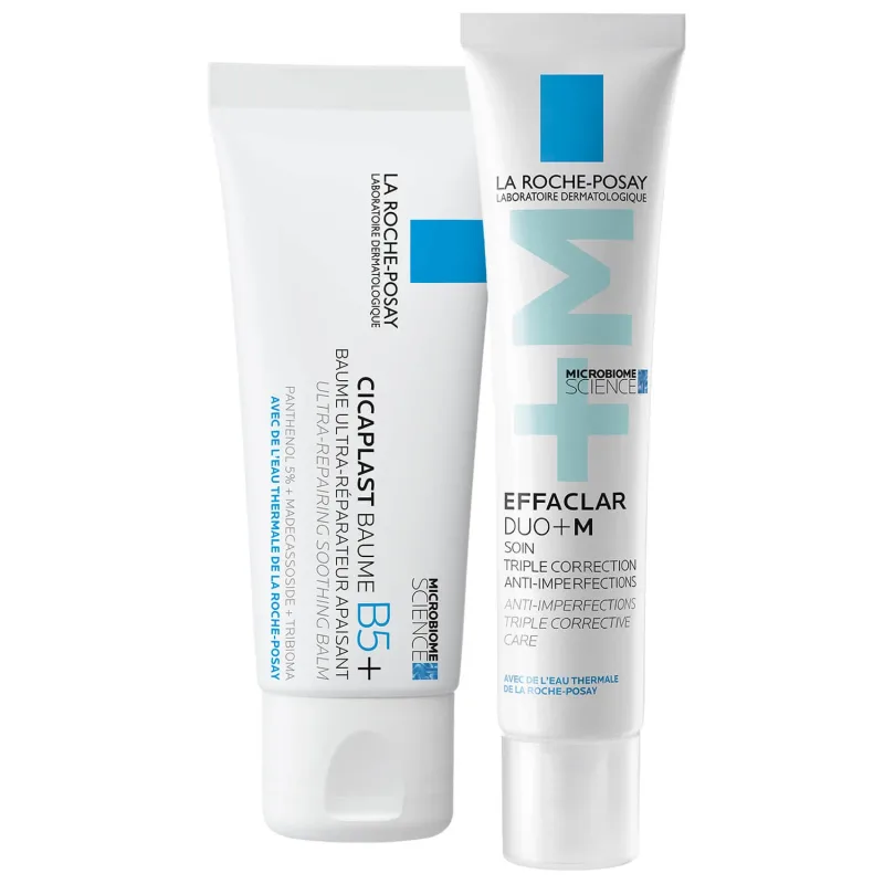 Set La Roche-Posay Cicaplast Baume B5+, loțiune regenerantă calmantă, 40 ml + Effaclar DUO+M, cremă hidratantă pentru ten acneic, 40 ml — preț și oferte