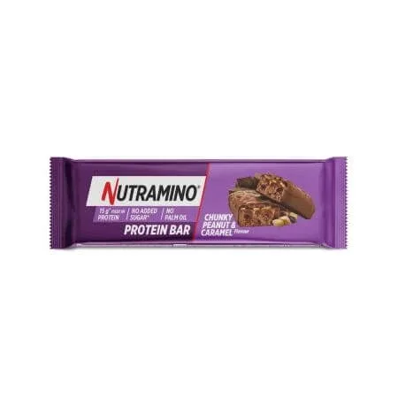 Baton proteic Chunky, caramel si arahide, 55 g, Nutramino — preț și oferte