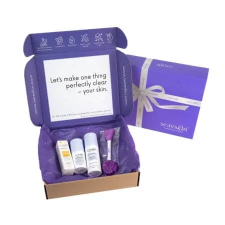 Kit anti-imperfectiuni cu ser Brighten+ masca Exfoliate+pensula+mini crema Protect SPF50+, 30+50+15g, Se:Reskin — preț și oferte