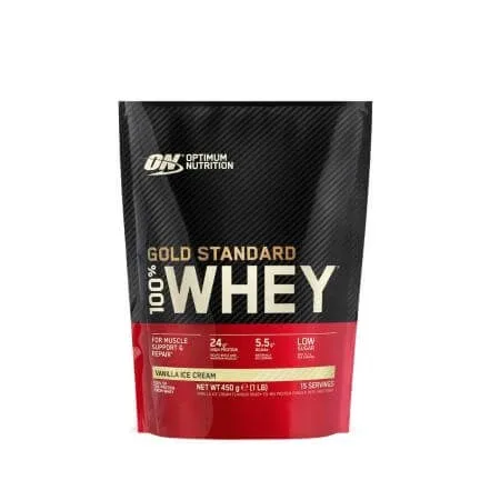 Pudra proteica din zer cu aroma de vanilie 100% Whey Gold Standard, 450 g, Optimum Nutrition — preț și oferte