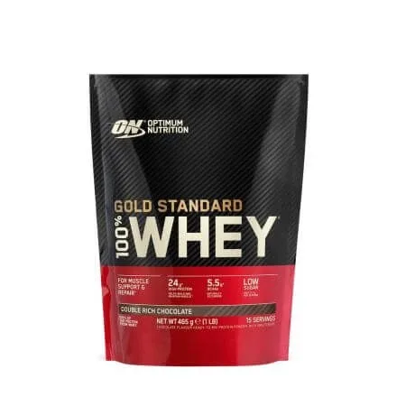 Pudra proteica din zer cu aroma de ciocolata 100% Whey Gold Standard, 465 g, Optimum Nutrition — preț și oferte