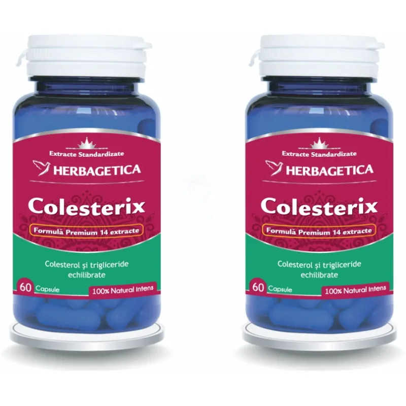 Pachet Colesterix, 2 x 60 capsule – Herbagetica (Promo) — preț și oferte