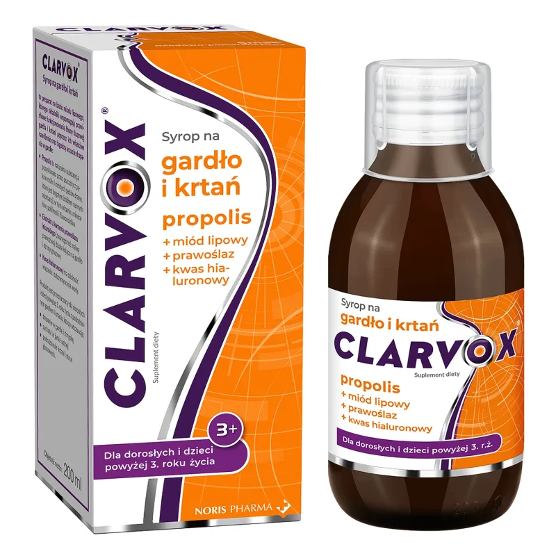 Clarvox Sirop pentru gât și laringe pentru adulți și copii de la 3 ani, propolis, 200 ml — preț și oferte