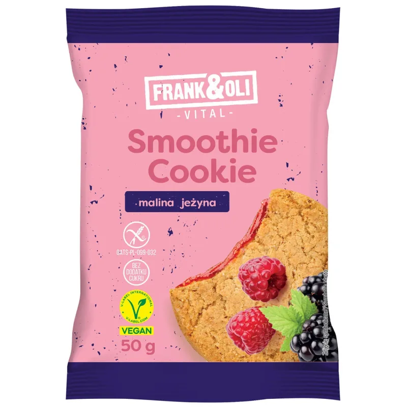 Frank&Oli Smoothie Cookie, cookie moale, zmeură și mure, 50 g — preț și oferte