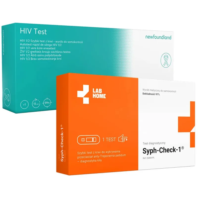 Kit de testare la domiciliu HIV 3 în 1, test rapid de sânge la domiciliu pentru infecția cu HIV, 1 buc + test de sânge pentru anticorp T. pallidum, diagnostic sifilis, 1 buc — preț și oferte