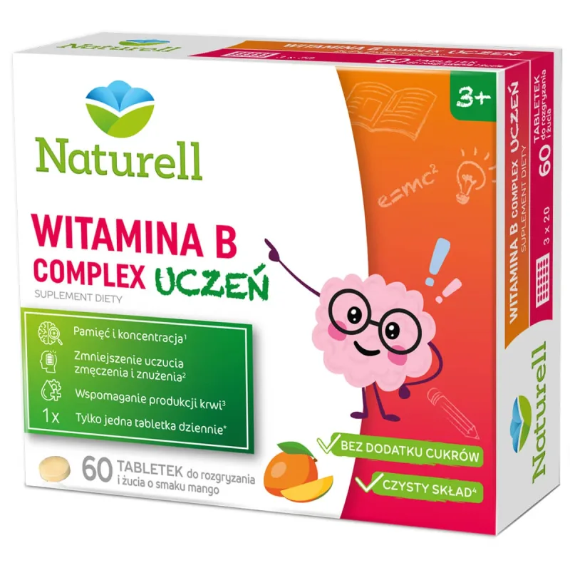 Naturell Vitamina B Complex Pupil, de la 3 ani, 60 comprimate — preț și oferte