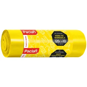 Paclan, saci de reciclare, plastic, galben 120 l x 10 bucăți