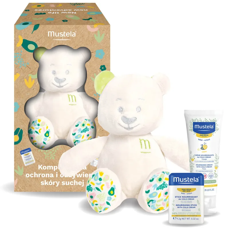 Set Mustela Complex Protecție și hrănire pentru pielea uscată, cremă, 40 ml + baton, 9,2 g + ursuleț de pluș — preț și oferte