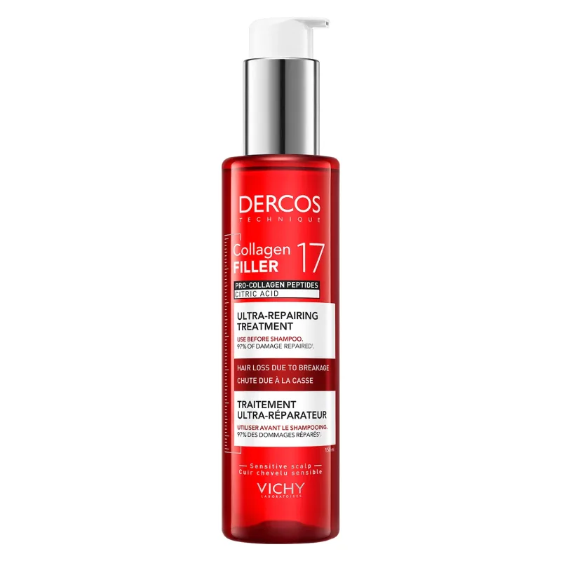 Vichy Dercos Collagen 17 Filler Ultra-Repairing Treatment, tratament pre-shampooing ultra-regenerant, 150 ml — preț și oferte
