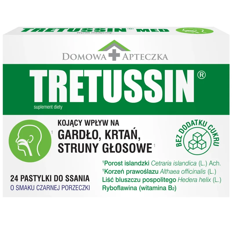 Tretussin, aromă de coacăze negre, 24 pastiluțe Domowa Apteczka — preț și oferte