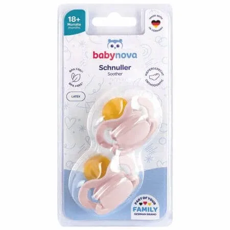 Suzete ortodentice din latex, Multicolore, 18 luni+, 2 buc, Baby Nova — preț și oferte