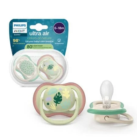 Suzeta Ultra Air Pacifier Philips Avent, Natura, 6-18 luni, SCF087/17, 2 bucati, Philips — preț și oferte