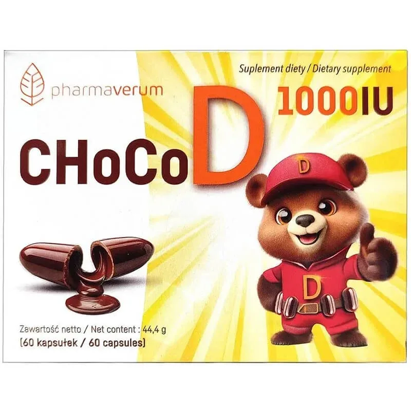 ChocoD, vitamina D pentru copii de la vârsta de 4 ani, 60 capsule PharmaVerum — preț și oferte