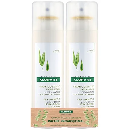 Pachet 2 x Sampon uscat cu lapte de ovaz Klorane, 150 ml — preț și oferte