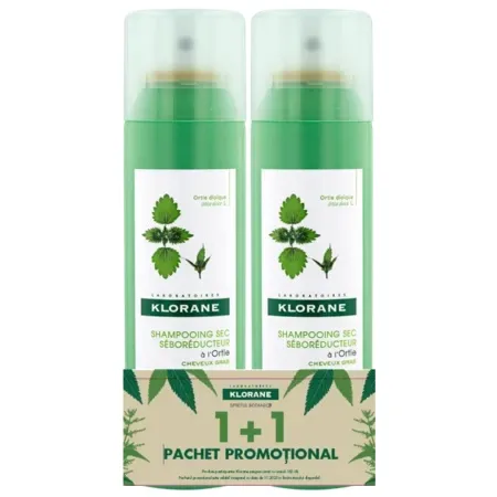 Pachet Șampon Uscat cu Extract de Urzică, 150 ml + 150 ml, Klorane — preț și oferte