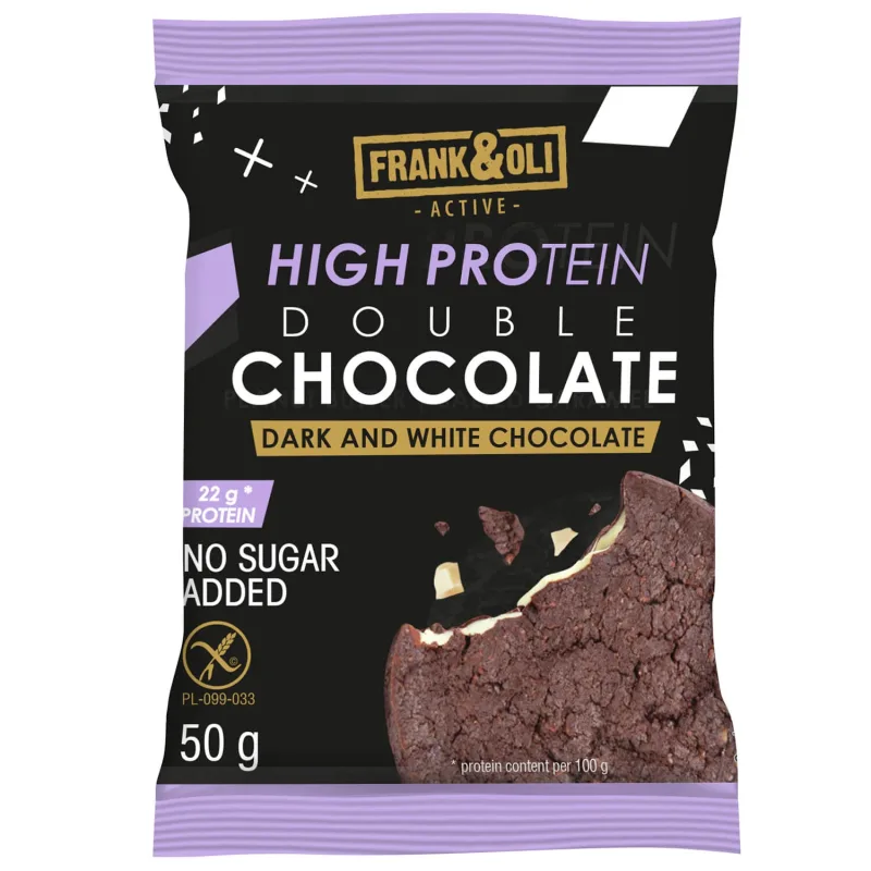 Frank&Oli High Protein, fursec cu proteine moi, ciocolată neagră și albă, 50 g — preț și oferte