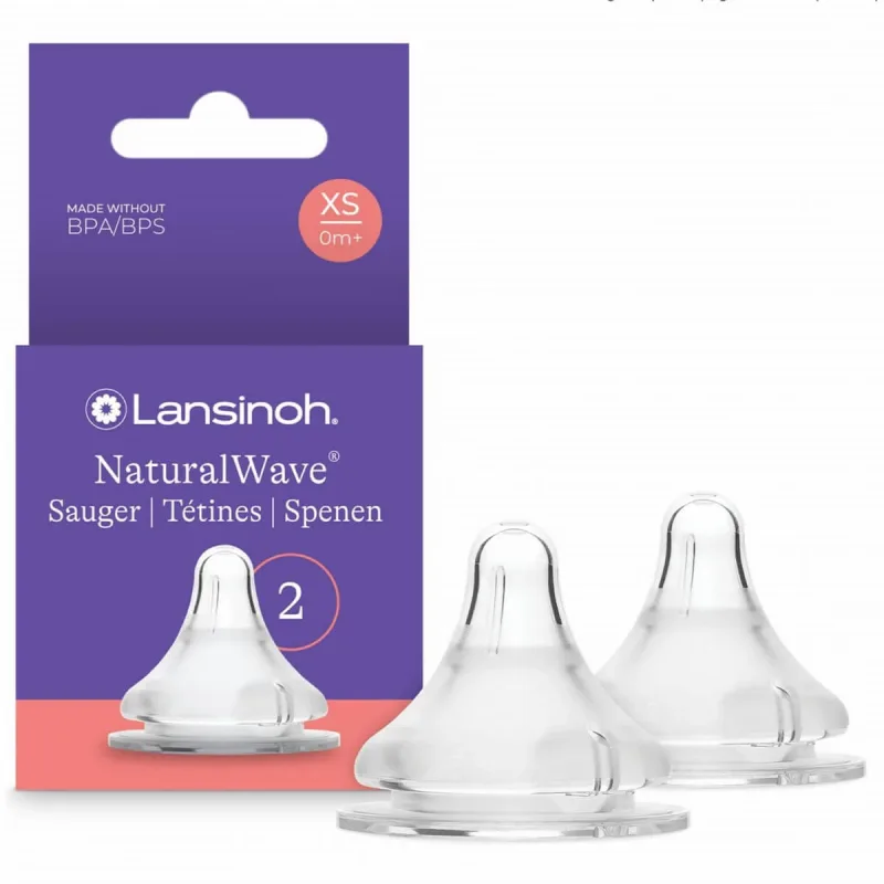 Lansinoh NaturalWave, tetină pentru biberon, silicon, XS flux foarte lent, de la naștere, 2 bucăți — preț și oferte