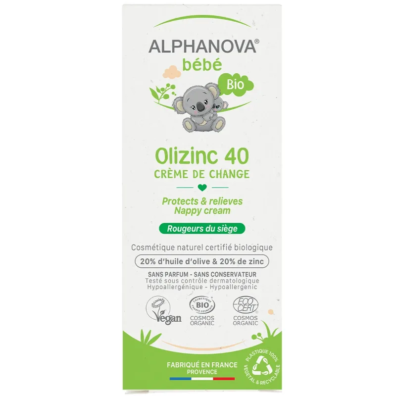 Alphanova Bebe, Oilzinc 40 Bio cremă pentru scutece, de la naștere, ameliorarea iritațiilor, 50 g — preț și oferte