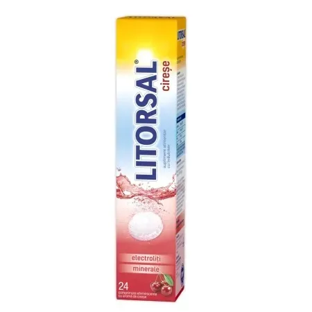 Electroliti cu aroma de cirese Litorsal, 24 comprimate efervescente – Zdrovit — preț și oferte