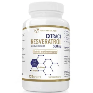 Progress Labs Resveratrol Extract 500 mg, extract de semințe de struguri, 120 capsule
