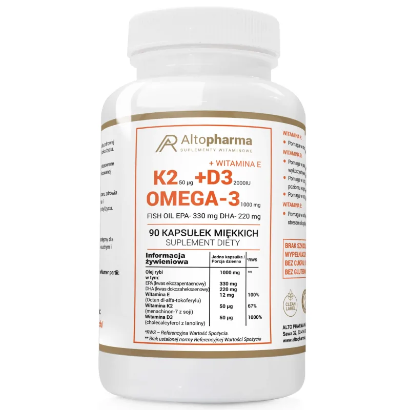 AltoPharma Vitamina K2 MK-7 + D3 + Omega, 90 capsule — preț și oferte