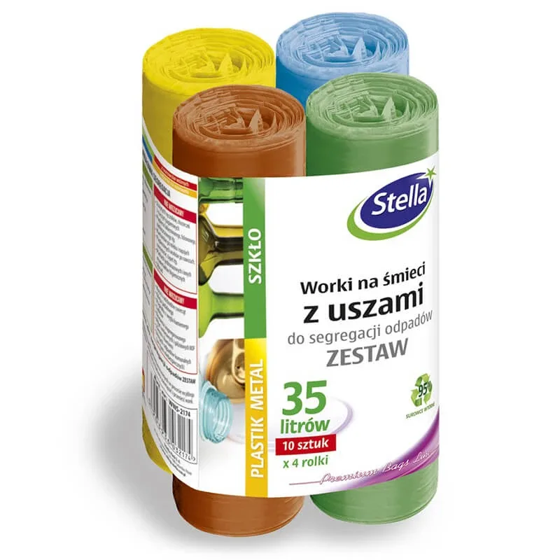 Stella, saci de colectare a deșeurilor, cu urechi, 35 l, 4 x 10 bucăți Sarantis — preț și oferte