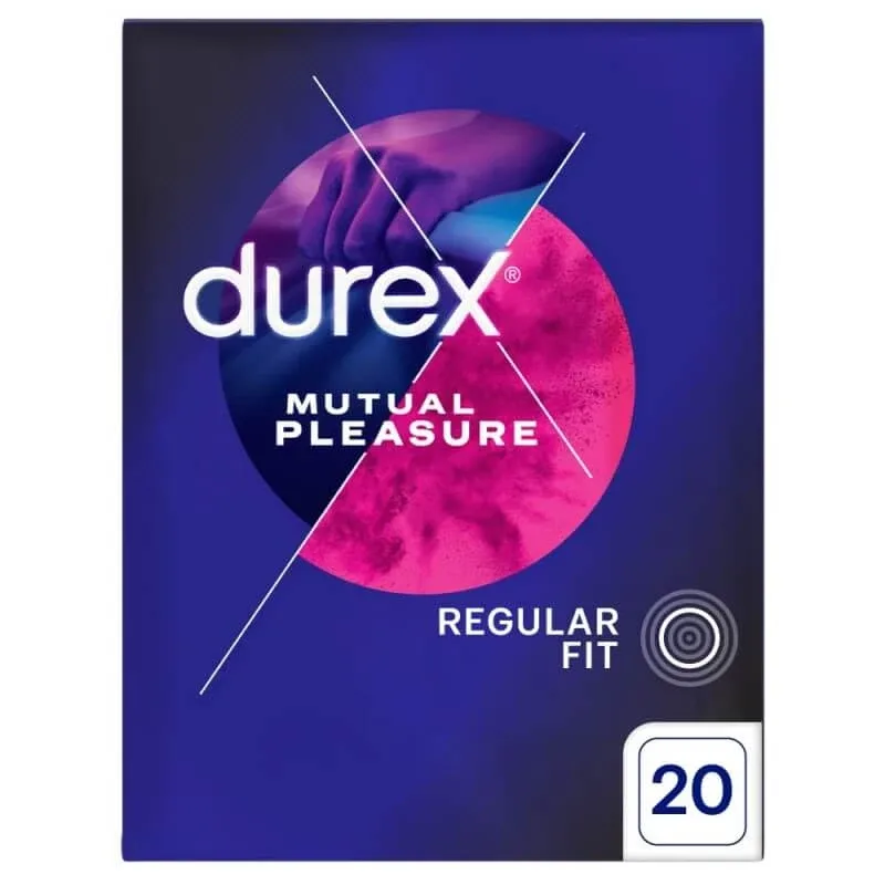Durex Mutual Pleasure, prezervative pentru relații sexuale cu lubrifiant, cu nervuri și conducte, 20 bucăți — preț și oferte