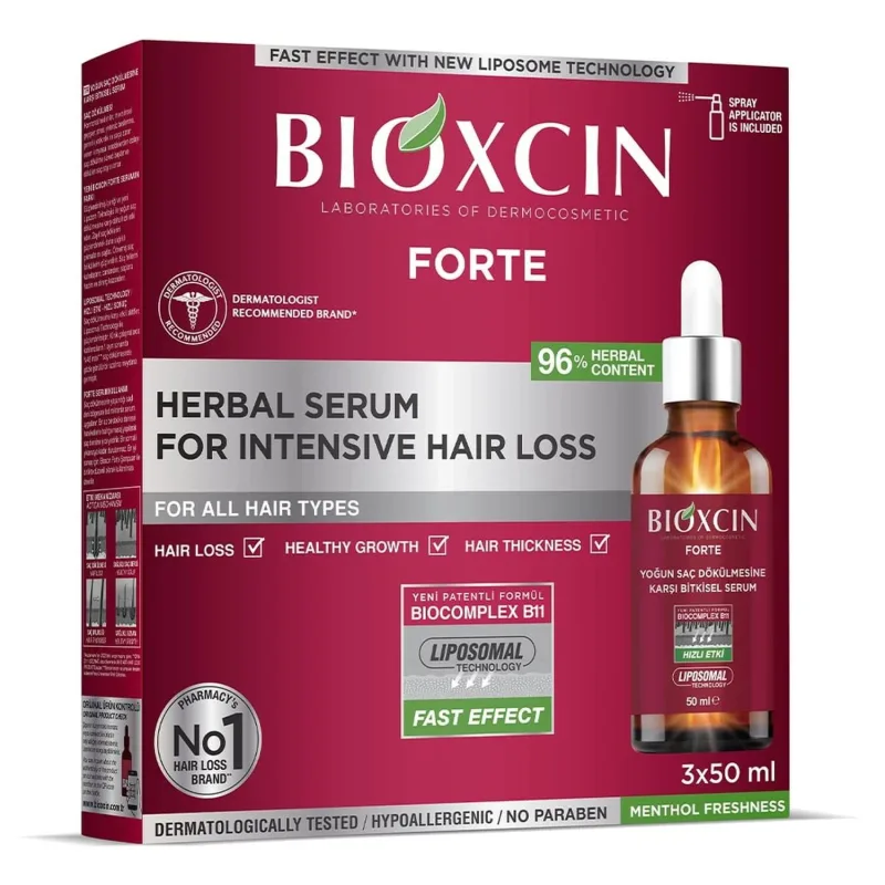 Bioxcin Forte, ser împotriva căderii intensive a părului, 3 x 50 ml — preț și oferte