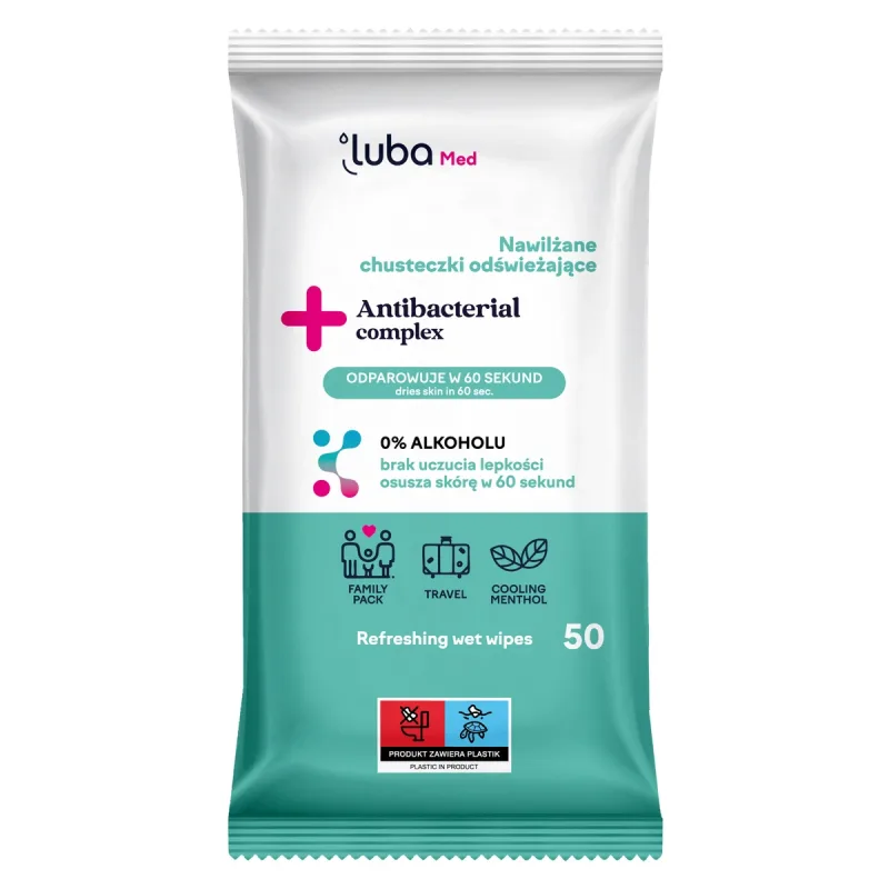Luba Med Complex antibacterian, șervețele umede răcoritoare, 50 bucăți — preț și oferte