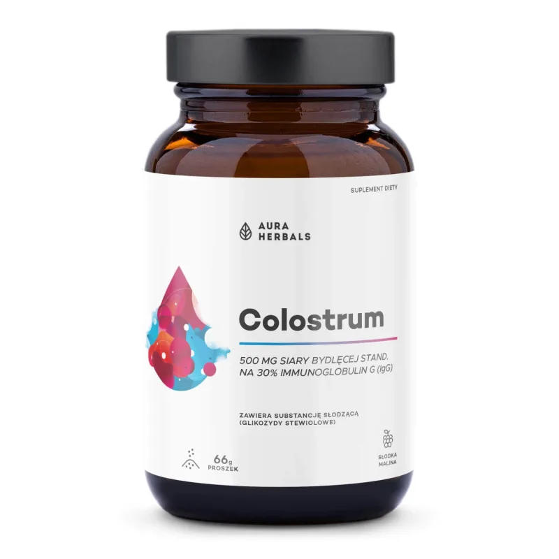 Aura Herbals Colostrum 500 mg, aromă de zmeură dulce, 66 g — preț și oferte