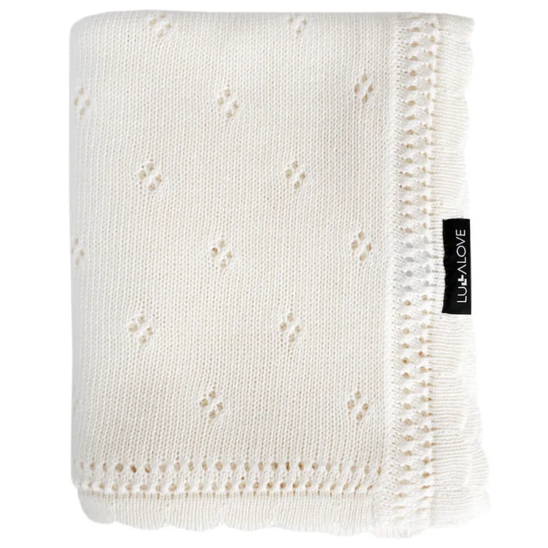 Lullalove, pătură traforată Daisy, nucă de cocos, 80 x 100 cm — preț și oferte