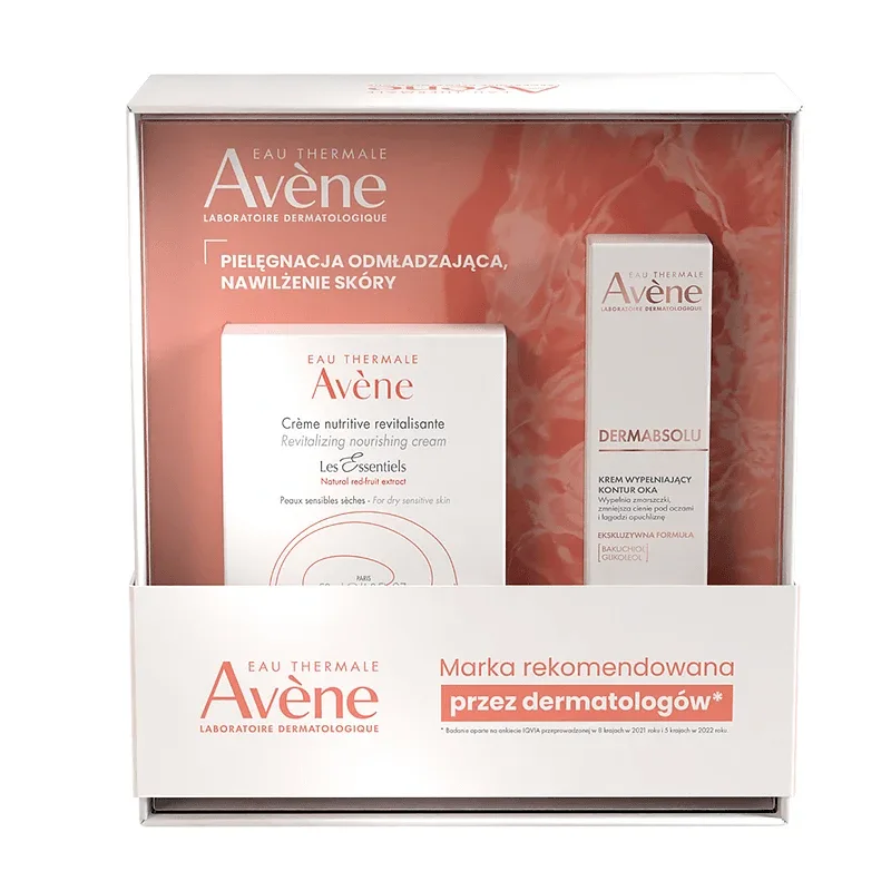 Set Avene, Les Essentiels, cremă nutritivă revitalizantă cu textură bogată, 50 ml + Dermabsolu, cremă de umplere contur ochi, 15 ml — preț și oferte