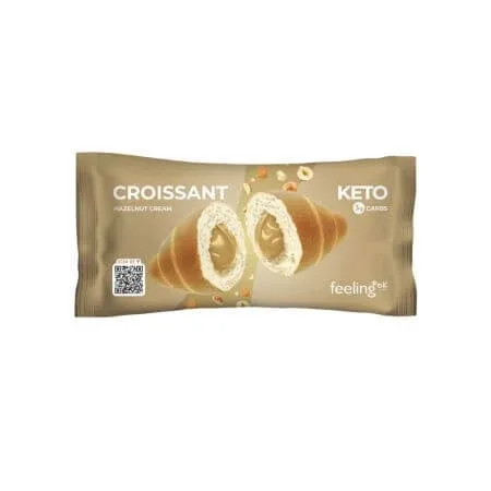Croissant proteic cu crema de alune de padure, 50 g, Feeling OK — preț și oferte