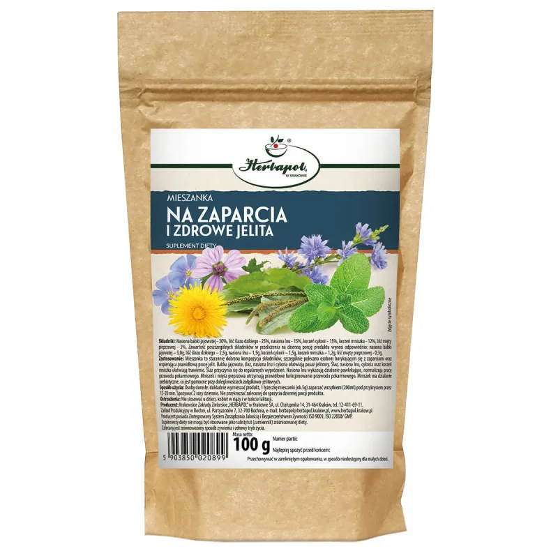 Herbapol Mieszanka Na Zap constipacji i Zdrowe Jelita, ceai de plante, 100 g — preț și oferte
