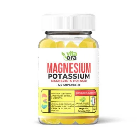 Magnesium Potasium Super Gelee, aroma de lime, 120 jeleuri, Vita Ora — preț și oferte