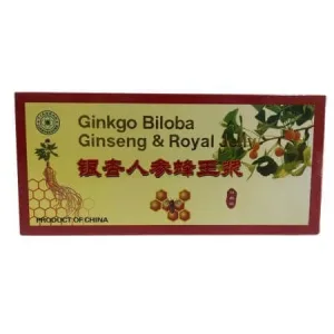 Ginkgo Biloba, Ginseng si Royal Jelly Extractum, 11 fiole x 10 ml, Tianran