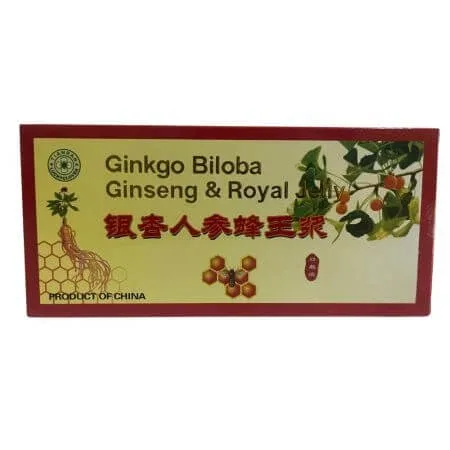 Ginkgo Biloba, Ginseng si Royal Jelly Extractum, 11 fiole x 10 ml, Tianran Sanye Intercom — preț și oferte
