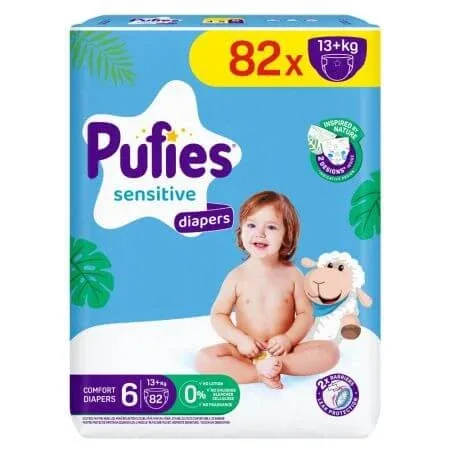 Scutece de schimb Mega XL Sensitive, Nr. +, 13+ kg, 82 buc, Pufies — preț și oferte