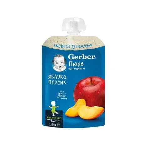 Piure bebelusi cu mar si piersica, 6 luni+, 150 g, Gerber — preț și oferte