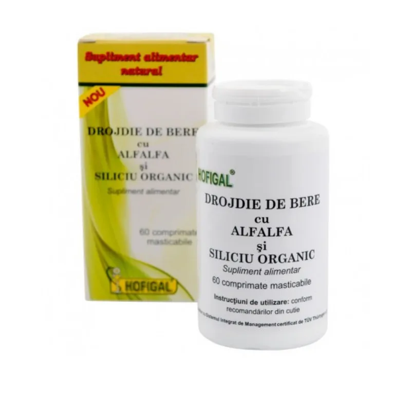 HOFIGAL Drojdie de bere cu alfalfa si siliciu organic, 60 tablete — preț și oferte