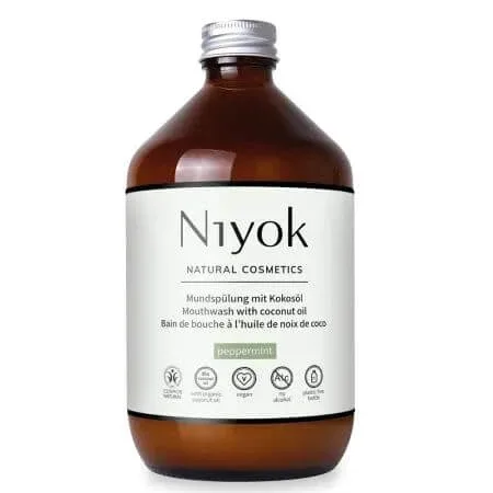 Apa de gura cu ulei de cocos organic si menta, 500 ml, Niyok — preț și oferte