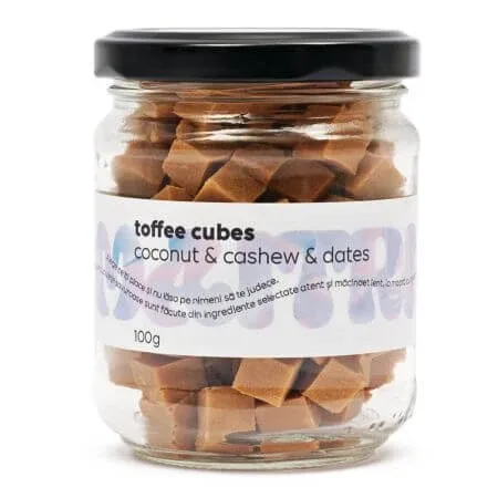 Cuburi de fudge cu lucuma si mesquite Toffee Cubes, 100 g, Maitri — preț și oferte