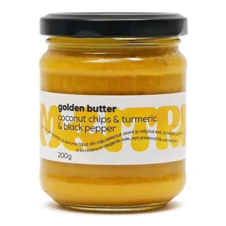 Crema din fulgi de cocos cu turmeric si piper negru Golden Butter, 200 g, Maitri — preț și oferte