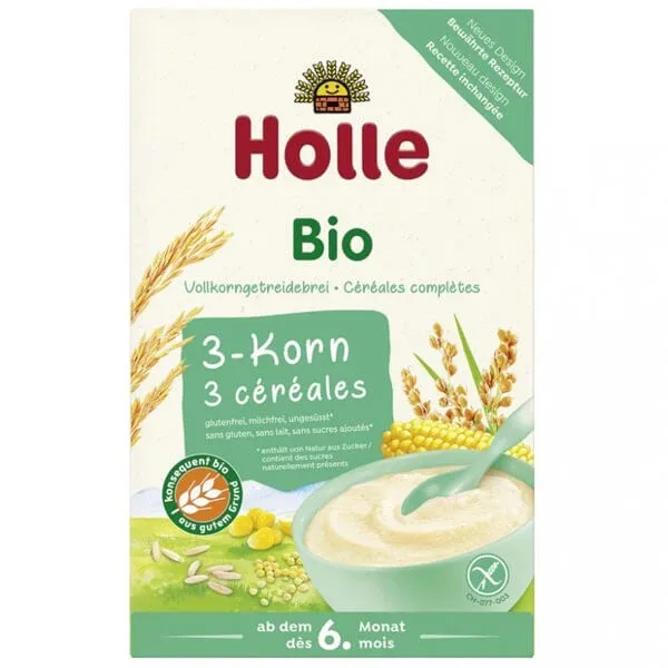 Holle 3 cereale terci Bio, cereale integrale, fără lapte, după 6 luni, 250 g — preț și oferte