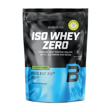 Izolat proteic din zer cu aroma de Fistic Iso Whey Zero, 454 g, BioTechUSA — preț și oferte