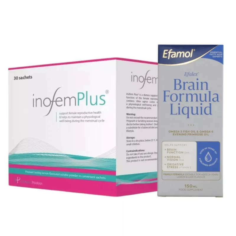 Pachet Inofem Plus 30 plicuri + Efalex Brain Formula DHA 150 ml ESTABLO PHARMA — preț și oferte