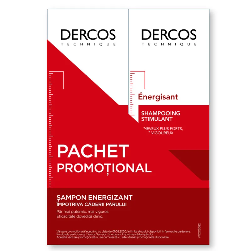 Pachet Sampon Dercos Energizant, 200 ml + 200 ml, Vichy — preț și oferte