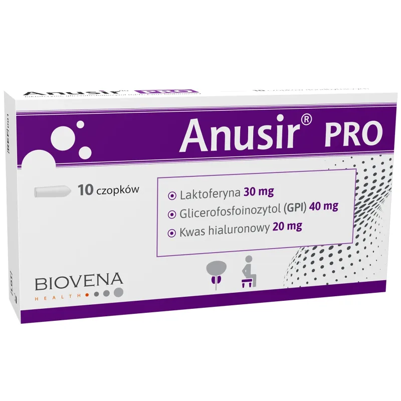 Anusir Pro, supozitoare rectale cu lactoferină, glicerofosfoinositol și acid hialuronic, 10 bucăți — preț și oferte