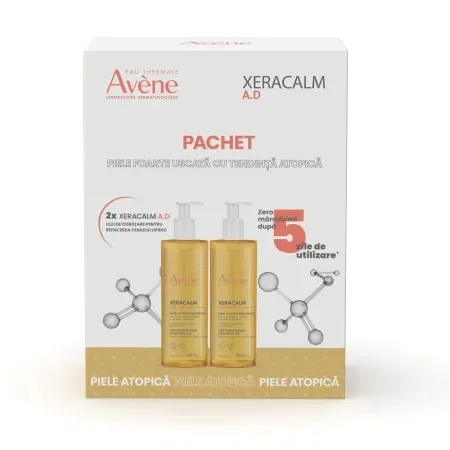 Pachet Ulei de curatare pentru pielea predispusa la dermatita atopica XeraCalm AD, 2x400 ml, Avene EauThermale Avene — preț și oferte